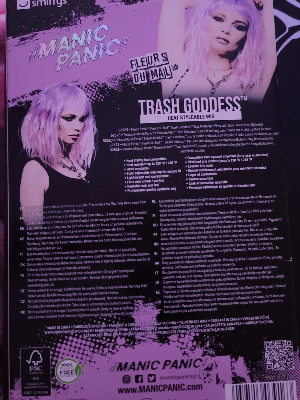 Manic Panic Trash Goddess Pastel Lavender Wig